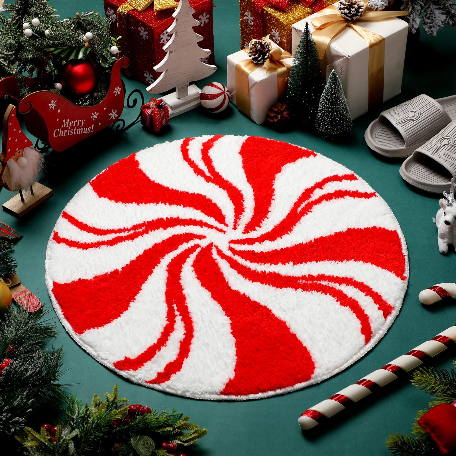 Amazon | Tinideya クリスマス バスルーム ラグ 24インチ クリスマス